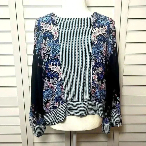 Free People Mix N’ Match V-Neck Boho Floral Oversized Kimono Top Size Small - Picture 12 of 13